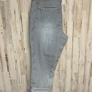 Striped Blue and White Capris